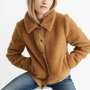 Madewell Sherpa Portland Jacket Distant Sand Melange Size M